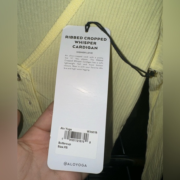 ALO Yoga Ribbed Cropped Whisper Cardigan XS - Picture 3 of 4